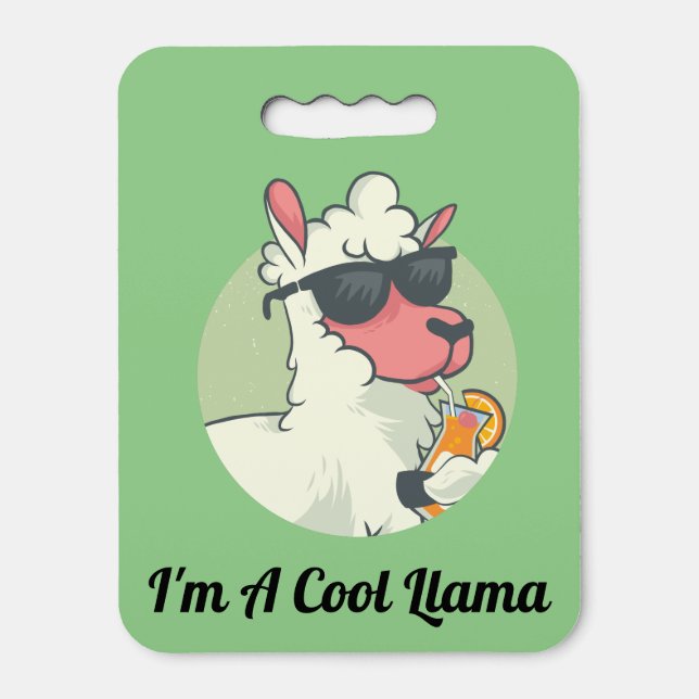 Cool Lllama Customizable Text and Background Color Seat Cushion (Front Vertical)