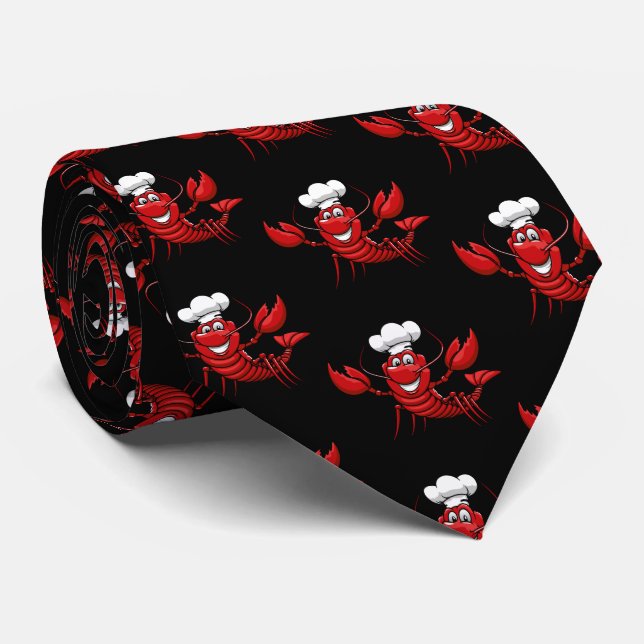 Cool lobster chef tiled neck tie (Rolled)
