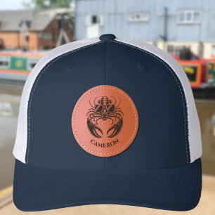 Cool Lobster with Sunglasses Monogram Name Leather Patch Hat
