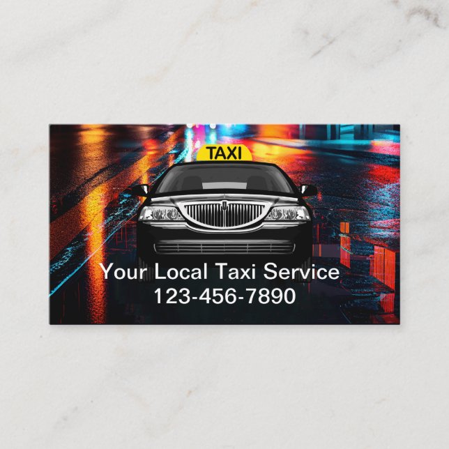 Cool Local Taxi Service Business Cards (Front)
