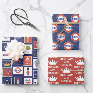 cool London pattern party Wrapping Paper Sheets