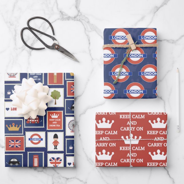 cool London pattern party Wrapping Paper Sheets (Front)
