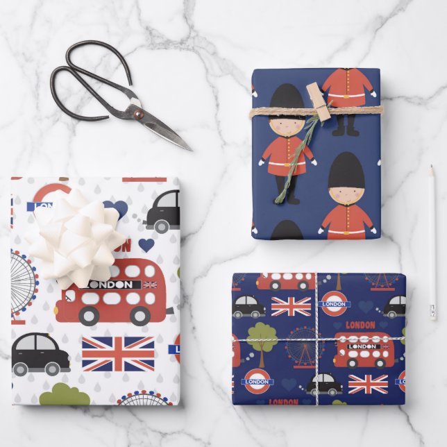 cool London pattern party Wrapping Paper Sheets  (Front)