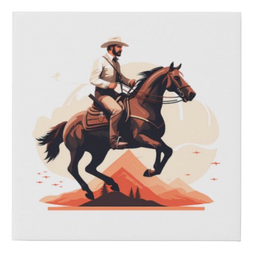 Cool lonely cowboy faux canvas print