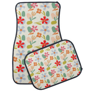 Cool Looking Abstract Floral Pattern Design Car Floor Mat