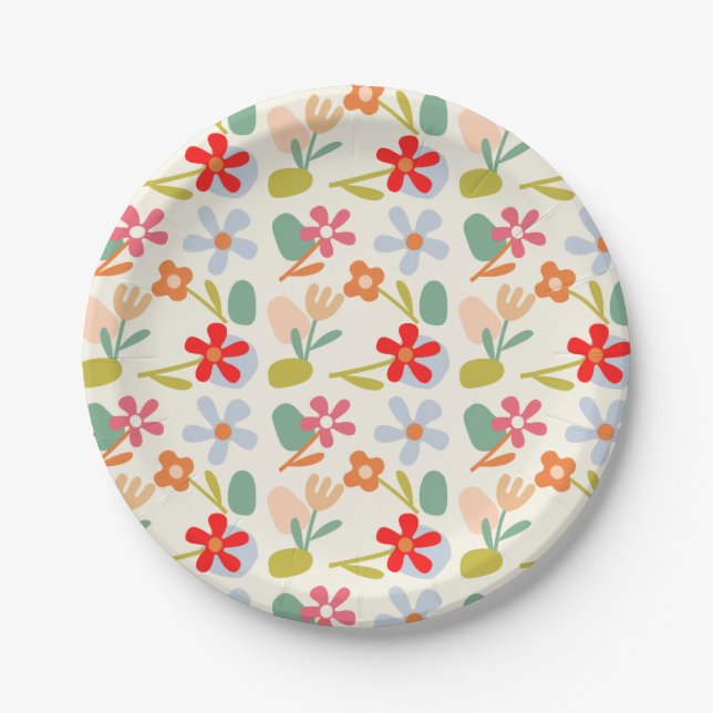 Cool Looking Abstract Floral Pattern Design Paper Plates (Front)