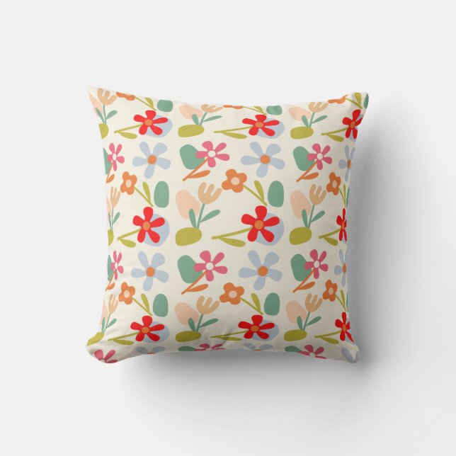 Cool Looking Abstract Floral Pattern Design Throw Pillow (Front)