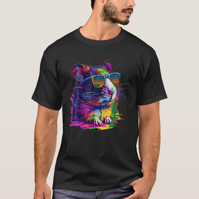 Cool looking hamster with multicolor sunglasses ou T-Shirt (Front)