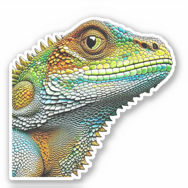 Cool Looking Lizard AI Art Sticker (Front)
