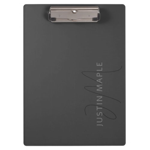 Cool Looking Name  Monogram  Dark Grey Clipboard