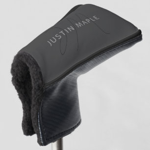 Cool Looking Name & Monogram   Dark Grey Golf Head Cover