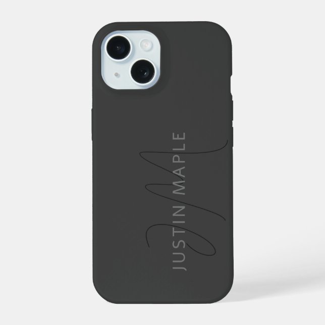 Cool Looking Name & Monogram | Dark Grey Iphone Case (Back)