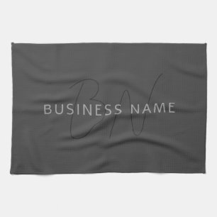 Cool Looking Name & Monogram Dark Grey Kitchen Towel