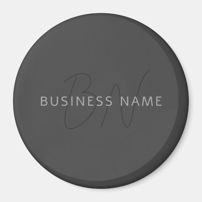 Cool Looking Name & Monogram | Dark Grey Magnet (Front)
