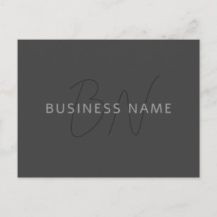 Cool Looking Name & Monogram Dark Grey Postcard