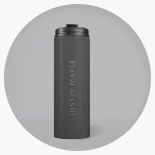 Cool Looking Name & Monogram Dark Grey Thermal Tumbler