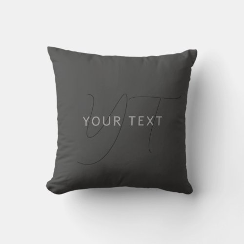 Cool Looking Name  Monogram  Dark Grey Throw Pillow