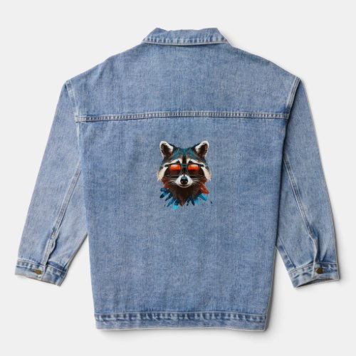 Cool looking Raccoon  Denim Jacket