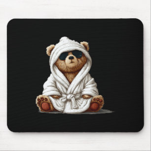 Cool Looking Teddy Bear in Bathrobe for Adults and Mouse Pad