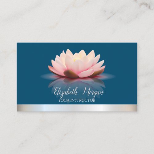  Cool Lotus Silver Stripe Yoga Instructor  Business Card