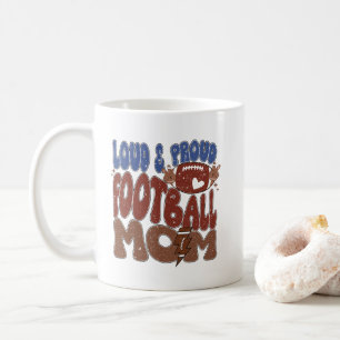 Cool loud proud football Mom word art Coffee Mug