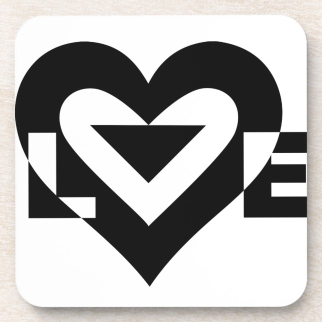 Cool Love Graphic, Black Beverage Coaster (Front)