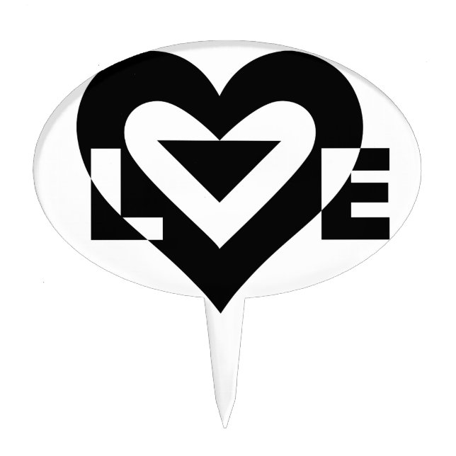 Cool Love Graphic, Black Cake Topper (Front)