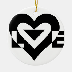 Cool Love Graphic, Black Ceramic Ornament