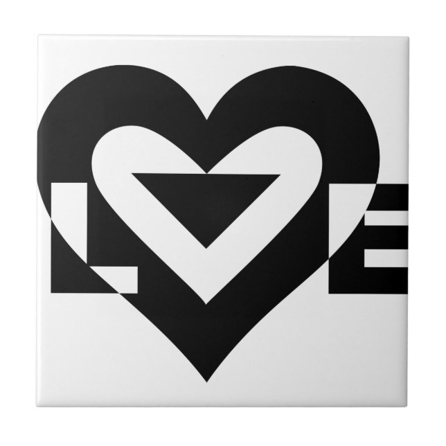 Cool Love Graphic, Black Ceramic Tile (Front)