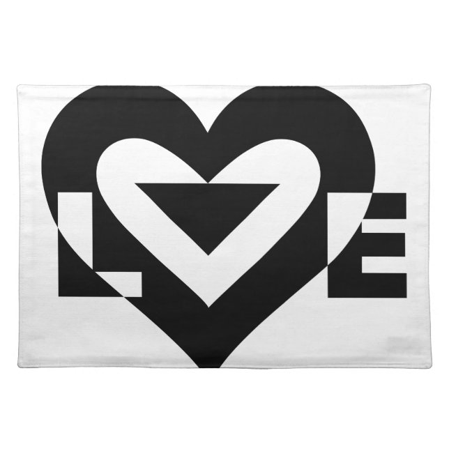 Cool Love Graphic, Black Cloth Placemat (Front)