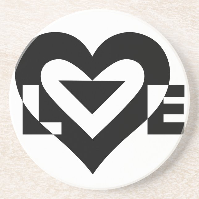 Cool Love Graphic, Black Drink Coaster (Front)