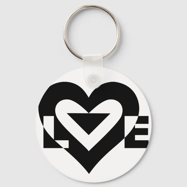 Cool Love Graphic, Black Keychain (Front)