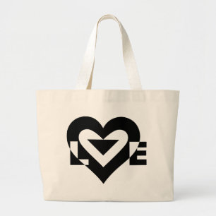 Cool Love Graphic, Black Large Tote Bag