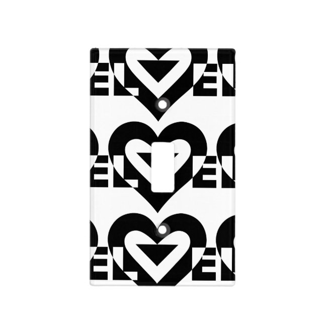 Cool Love Graphic, Black Light Switch Cover (Front)