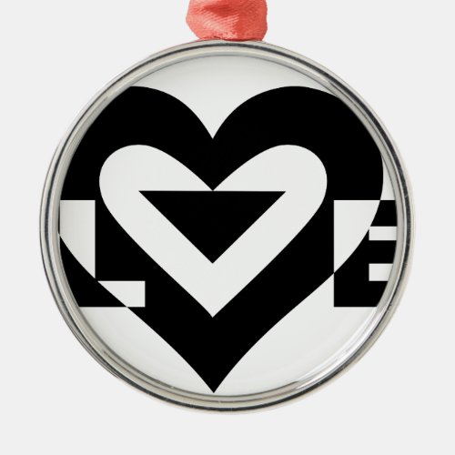 Cool Love Graphic Black Metal Ornament