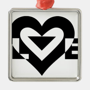 Cool Love Graphic, Black Metal Ornament