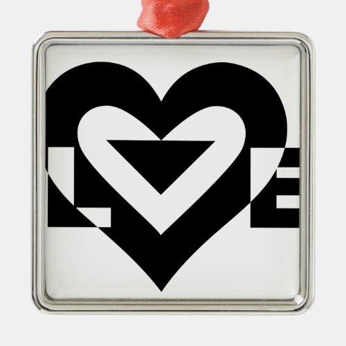 Cool Love Graphic Black Metal Ornament