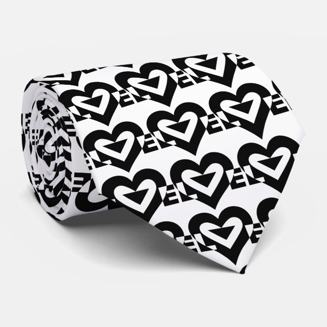 Cool Love Graphic, Black Neck Tie (Rolled)