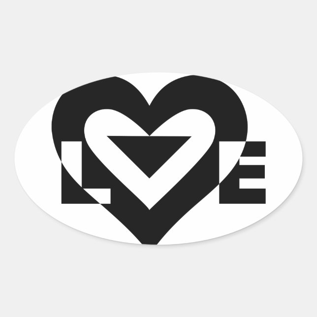 Cool Love Graphic, Black Oval Sticker (Front)