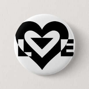 Cool Love Graphic, Black Pinback Button