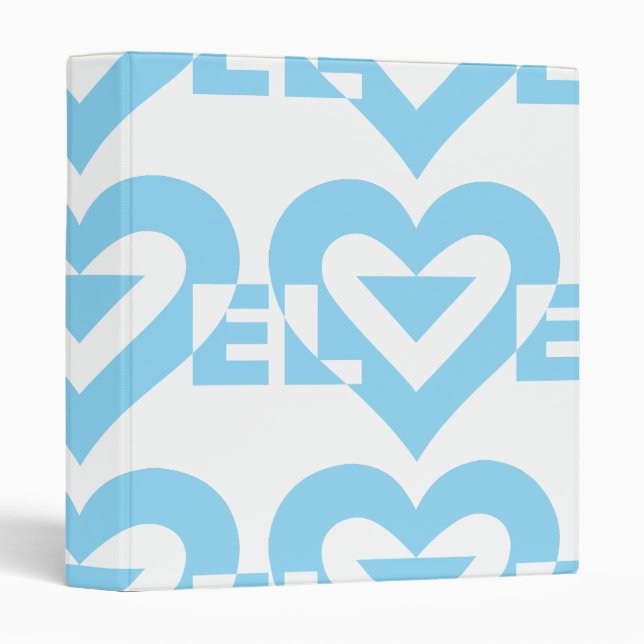 Cool Love Graphic, Blue 3 Ring Binder (Front/Spine)