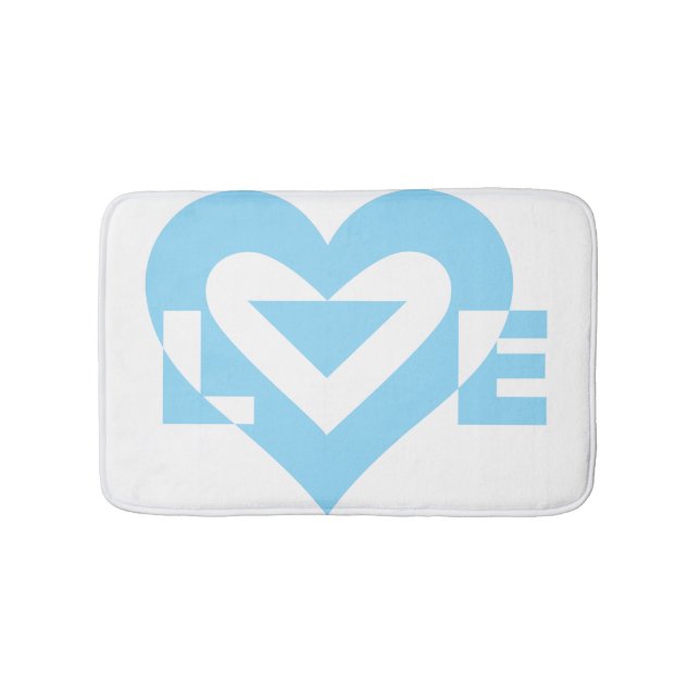 Cool Love Graphic, Blue Bath Mat (Front)