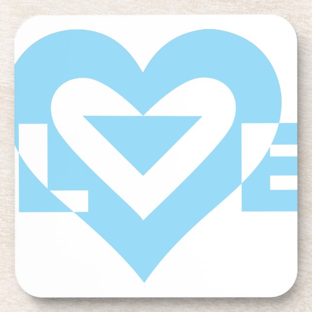 Cool Love Graphic, Blue Beverage Coaster (Front)