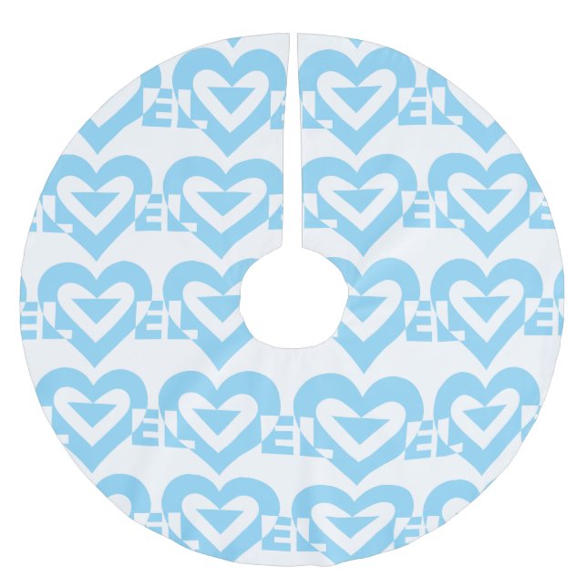 Cool Love Graphic, Blue Brushed Polyester Tree Skirt (Front)