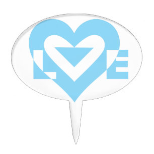 Cool Love Graphic, Blue Cake Topper