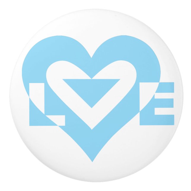 Cool Love Graphic, Blue Ceramic Knob (Front)