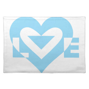 Cool Love Graphic, Blue Cloth Placemat