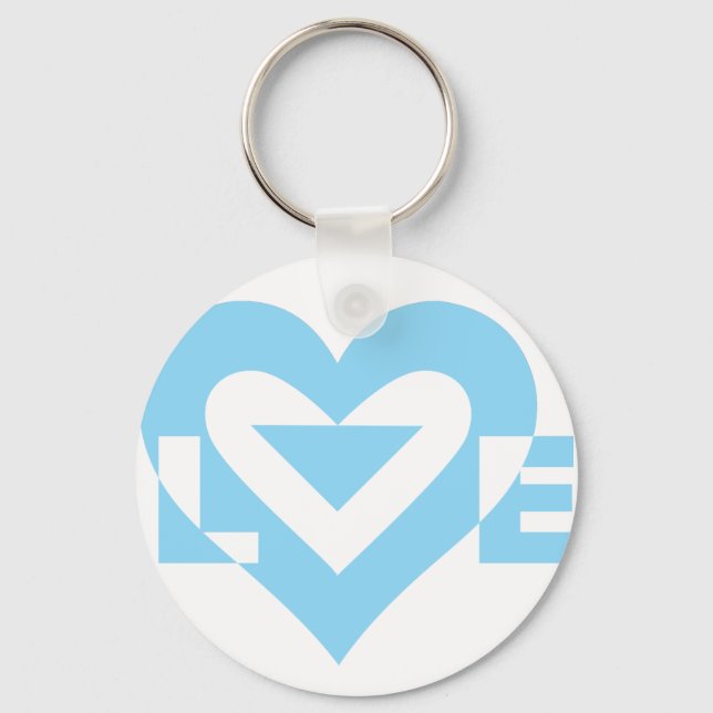 Cool Love Graphic, Blue Keychain (Front)