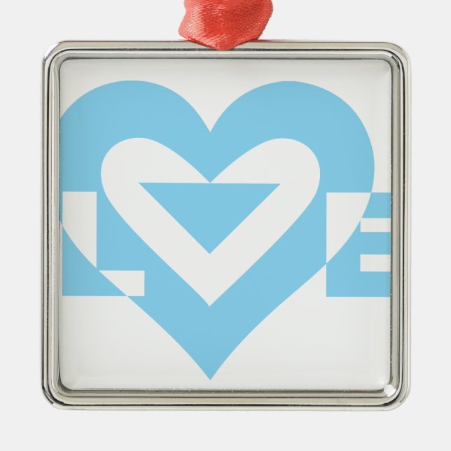 Cool Love Graphic, Blue Metal Ornament (Front)