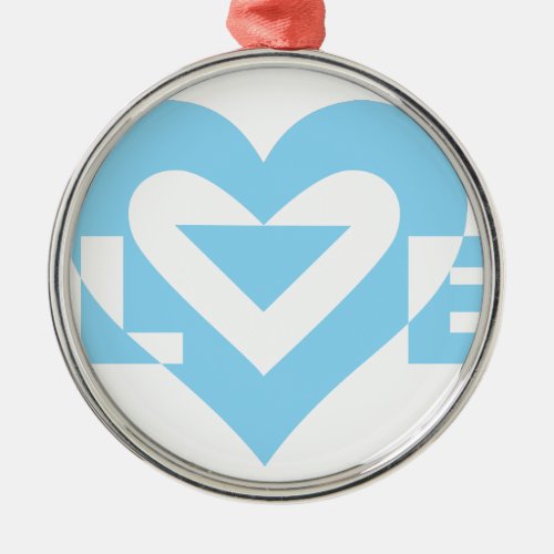 Cool Love Graphic Blue Metal Ornament